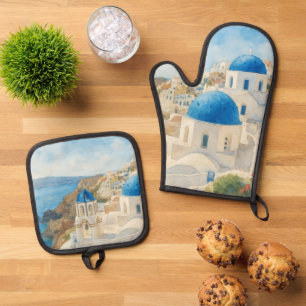 Gift for Traveler Holiday Art Home Decor Gift Oven Mitt & Pot Holder Set