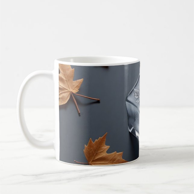 Gift for wife of coffee mug of maple leaf ice cube (Left)