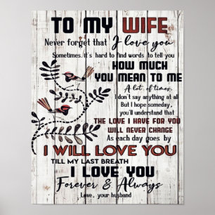 Gift For Wife   To My Wife Lovely Letter Poster