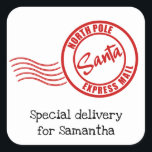 Gift from Santa, Express Mail from North Pole Square Sticker<br><div class="desc">For more advanced customisation of this design,  simply select the "Customise It" button above!</div>
