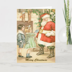 Gift Giving Santa Greeting Card
