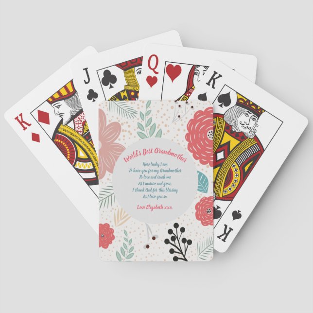 GIFT - Grandma Poems From Grandchildren - CUSTOM Playing Cards (Back)