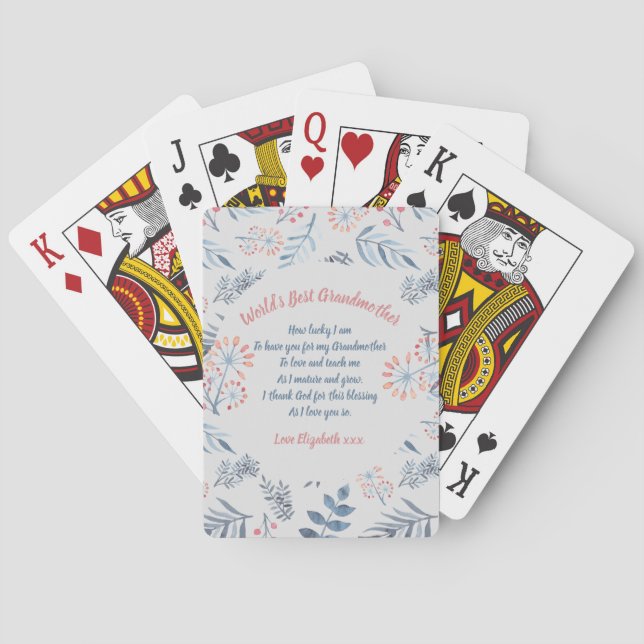 GIFT - Grandma Poems From Grandchildren - CUSTOM Playing Cards (Back)