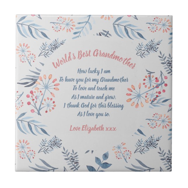 GIFT - Grandma Poems From Grandchildren - CUSTOM Tile (Front)