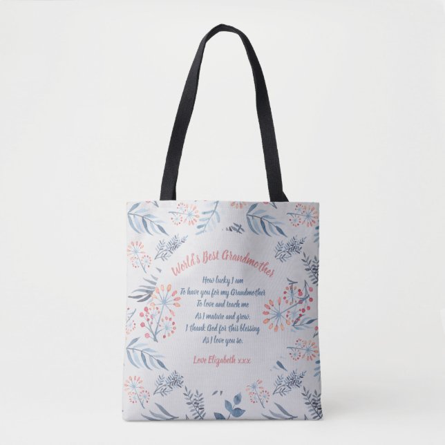 GIFT - Grandma Poems From Grandchildren - CUSTOM Tote Bag (Front)