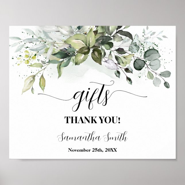Gift Greenery Eucalyptus Baby Shower Sign (Front)