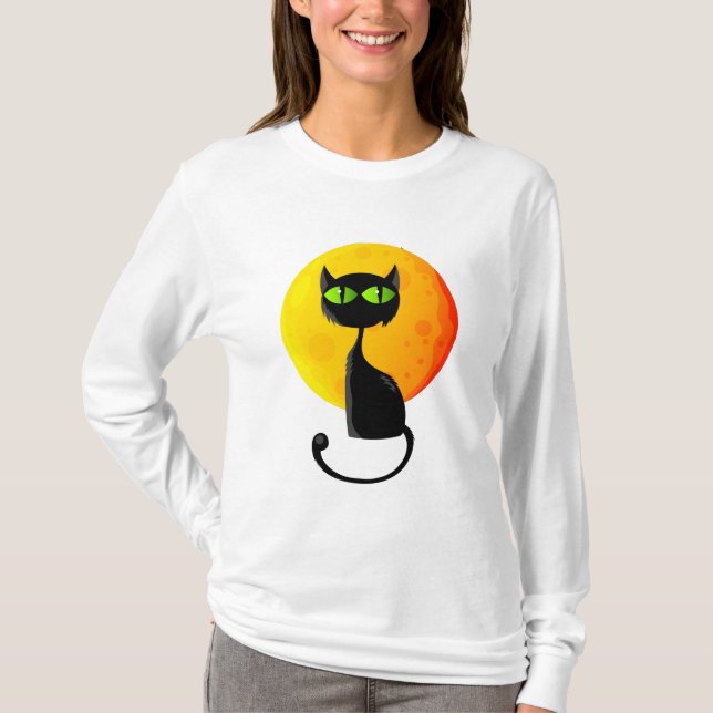 GIft Halloween Black Cat T-Shirts (Front)