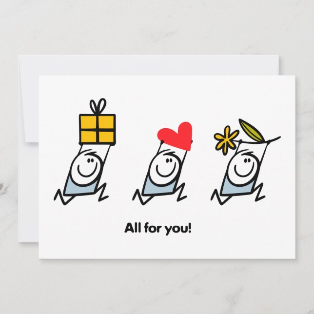 Gift, heart and flower holiday card (Front)