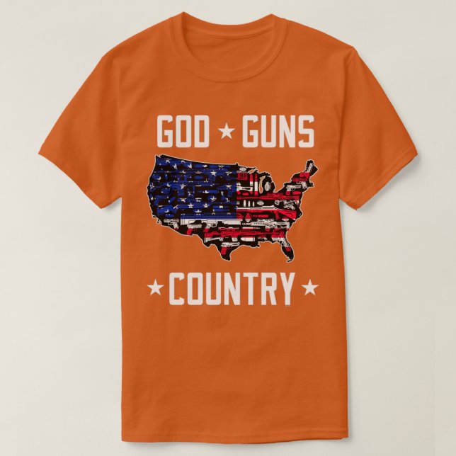 Gift idea for police officers God guns country T-Shirt (Design Front)
