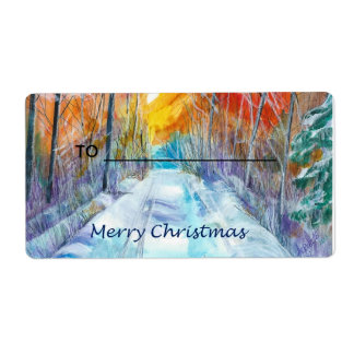 Gift Label Snowy Road
