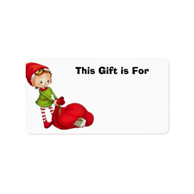 Gift Label Stickers with Adorable Little Elf (Front)
