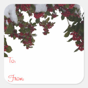 Gift Labels - Christmas - Snowy Holly & Berries