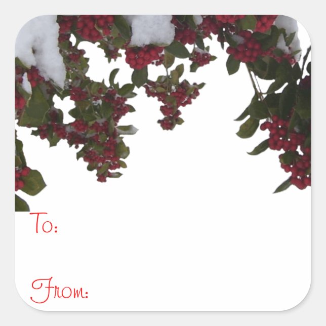 Gift Labels - Christmas - Snowy Holly & Berries (Front)