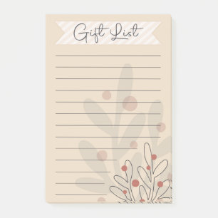 Gift list, seasonal xmas mistletoe post-it notes