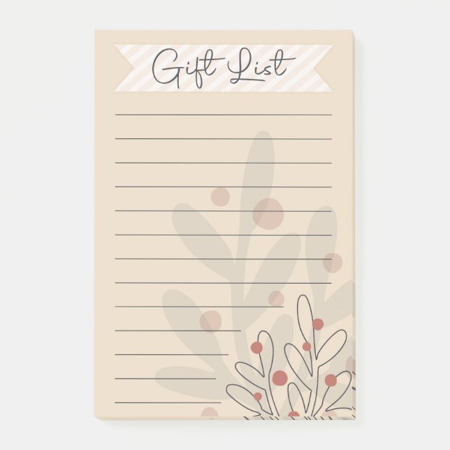 Gift list, seasonal xmas mistletoe post-it notes (Front)