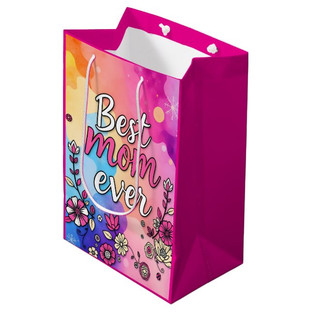 Gift Luxury Floral Trendy Collection Medium Gift Bag (Front Angled)