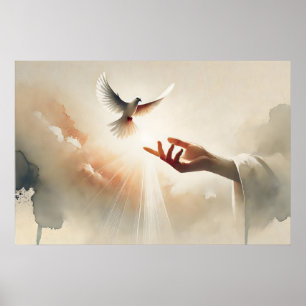 Gift Of The Holy Spirit God And Dove Watercolor Poster