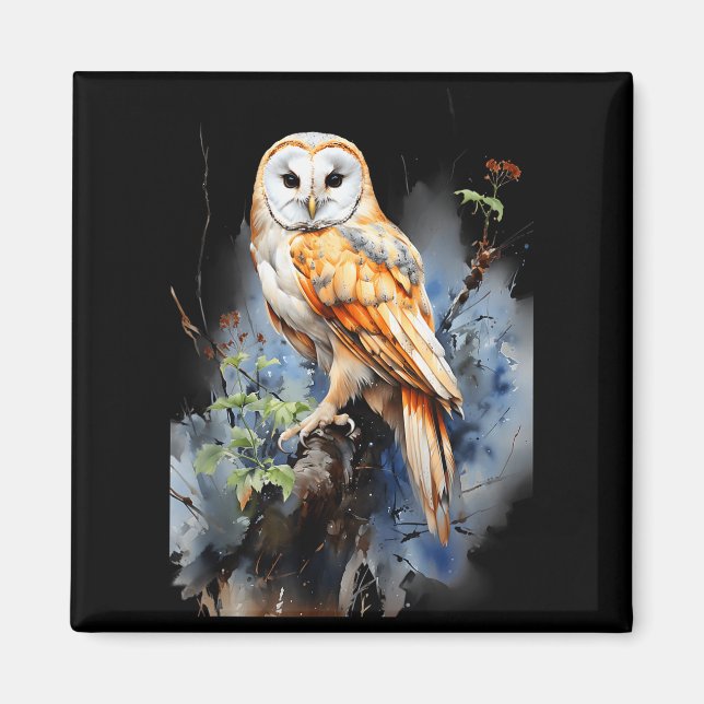 Gift Owl Barn Owl Realistic Nature Fleeting  Magnet (Front)