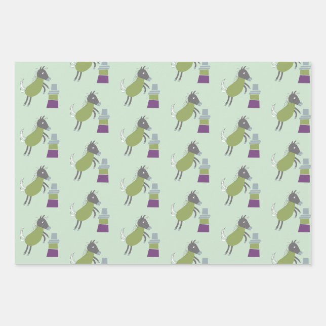 gift paper 3 sheets of green pink (Front)