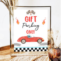 Gift Parking Only Red Race Car Two Fast Birthday