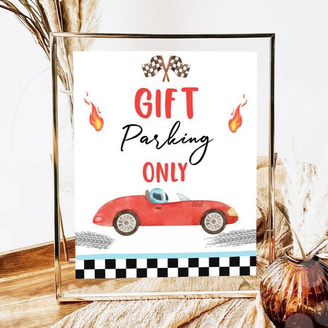 Gift Parking Only Red Race Car Two Fast Birthday  Poster (Creator Uploaded)
