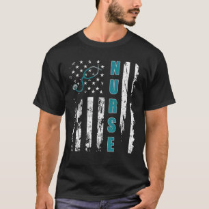 Gift Patriotic Nurse With Flag Stethoscope For RN T-Shirt