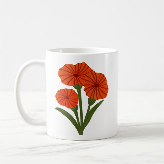 Gift Personalised Red Floral Design Coffee mug  (Left)