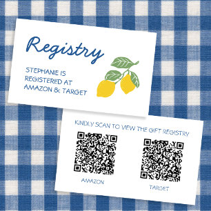 Gift Registry 2 Qr Codes Amalfi Coast Lemon Enclosure Card