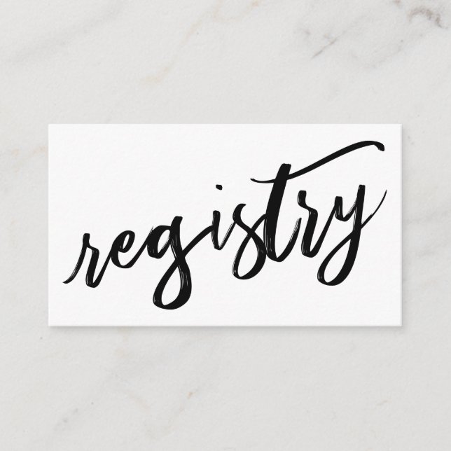 Gift Registry Black and White Casual Handwriting Enclosure Card (Front)