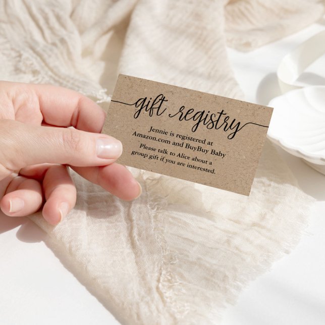 Gift Registry Card, Rustic Kraft Baby Shower Enclosure Card (Creator Uploaded)
