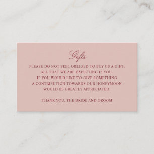 Gift Registry Honeymoon Burgundy Wedding Rose  Enclosure Card