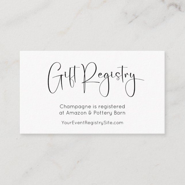 Gift Registry Modern Bridal Shower QR Code Enclosure Card (Front)