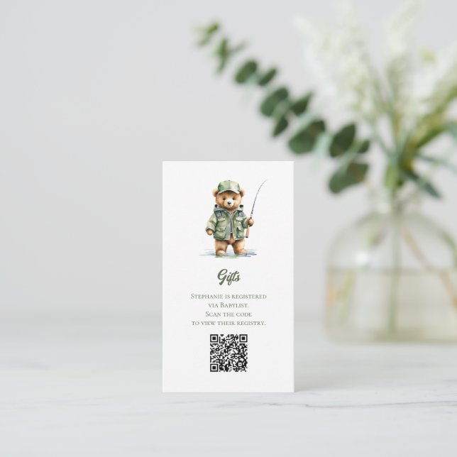  Gift Registry QR Code A little Fisherman  Enclosure Card (Standing Front)