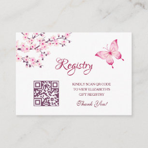 Gift Registry QR Code    Butterfly Baby Shower Enclosure Card