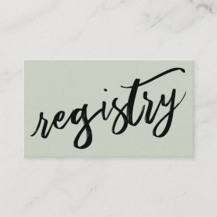Gift Registry Sage Green Casual Handwriting Enclosure Card