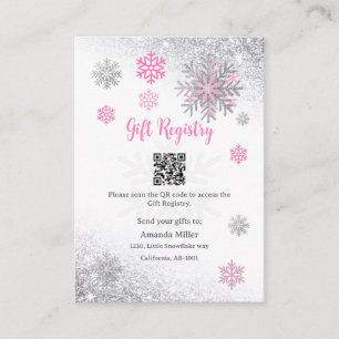 Gift Registry Snowflake Winter Baby Shower QR Code Enclosure Card
