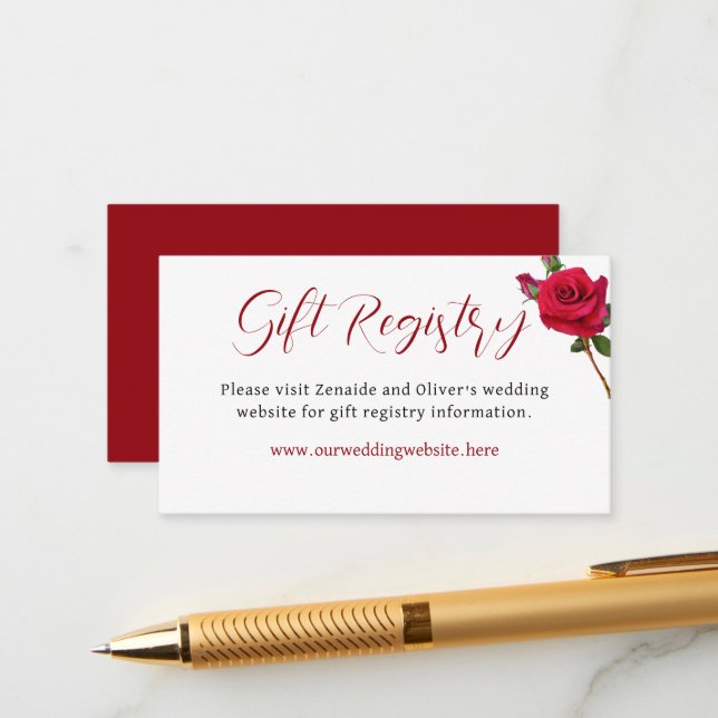 Gift Registry Wedding Website Small Enclosure Card (Front/Back In Situ)
