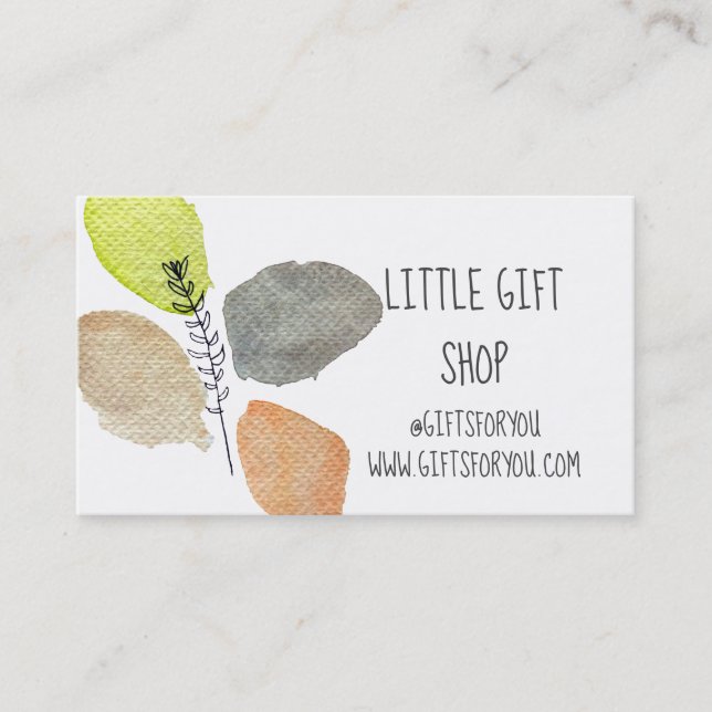 Gift shop modern watercolor business card (Front)