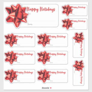 Gift Sticker/Label with Bow (11)   Stickers   Red