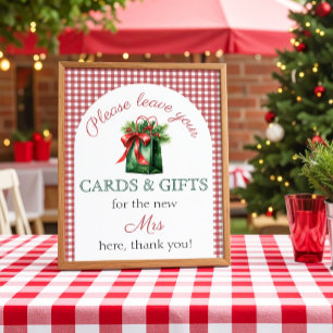 Gift table Red Christmas market Bridal Shower Poster