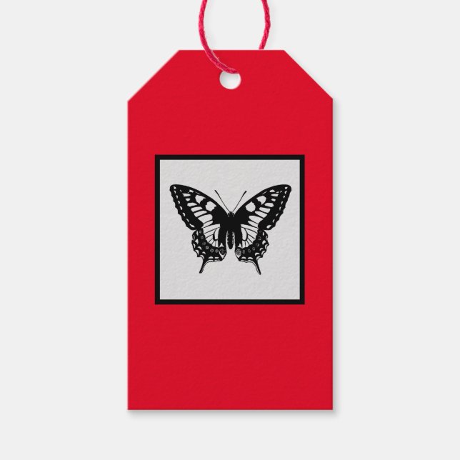 Gift Tag BUTTERFLY BLACK AND RED (Front)