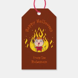 Gift tag for Halloween with cute devil