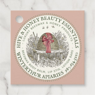 Gift Tag for Honey Apiary Products Pink Skep Bow