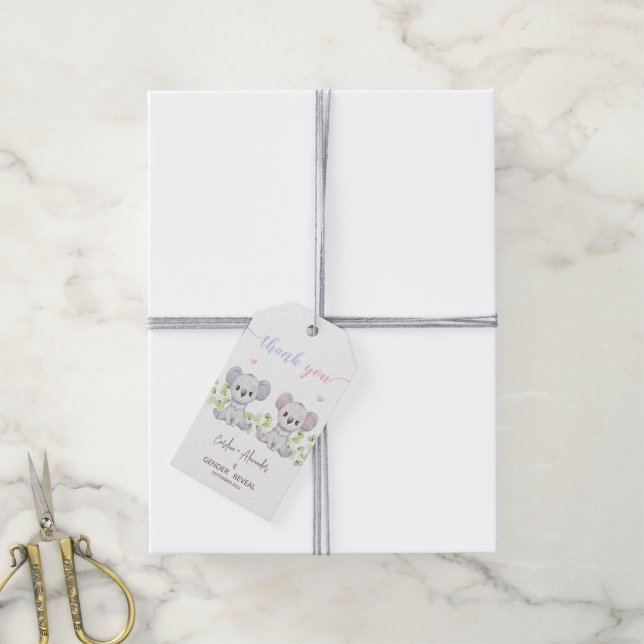 Gift Tag for Koala Gender Reveal Party. (With Twine)
