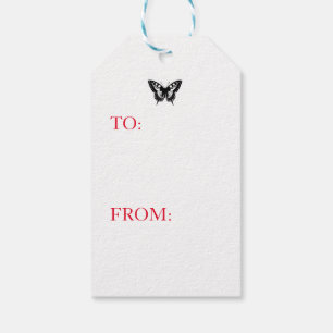 Gift Tag JAPANESE BUTTERFLIES TWILIGHT BLUE