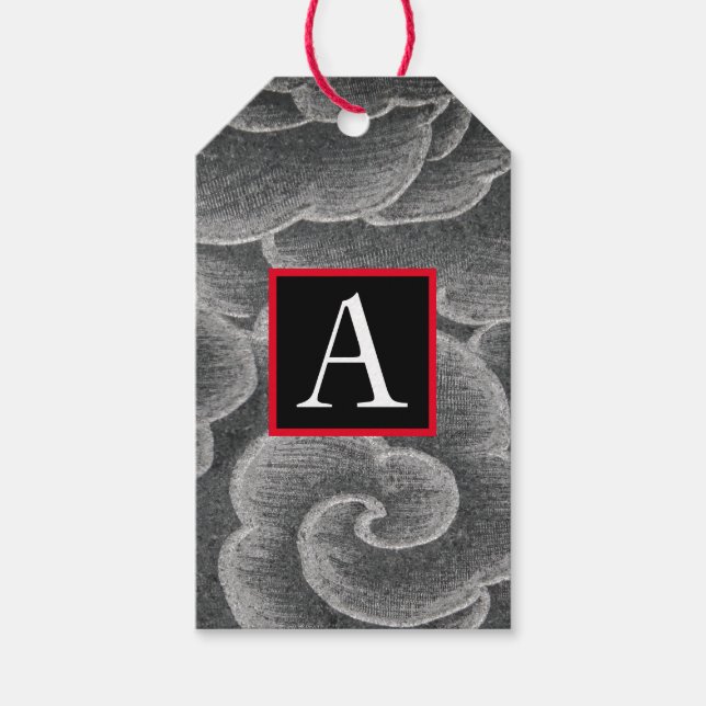 Gift Tag JAPANESE CLOUD PATTERN CUSTOM INITIAL (Front)