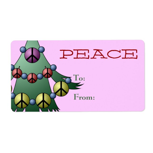 Gift Tag Label Template To/From Christmas Tree (Front)