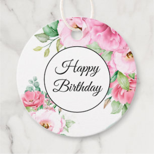 Gift Tag Pink Floral Birthday