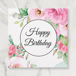 Gift Tag Pink Floral Birthday