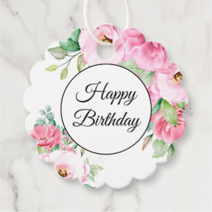 Gift Tag Pink Floral Birthday